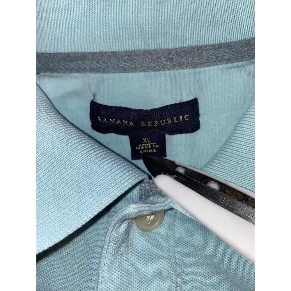 Banana Republic Polo Shirt Mens XL Green Golf Performance‎ Stretch Slit Collared